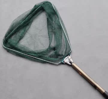 抄网三角铝合金伸缩杆定位竿可折叠儿童渔网兜捞鱼渔具配件用品