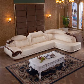 爵士家具头层黄牛皮真皮厚皮客厅大户型欧式沙发转角L型沙发cy08