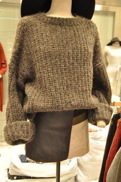 东大门代购2015秋冬新款套头针织毛衣女长袖上衣加厚保暖毛衣