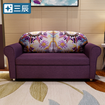 三辰 1.5米双人可折叠沙发床 1.2小户型多功能单人布艺北欧式沙发