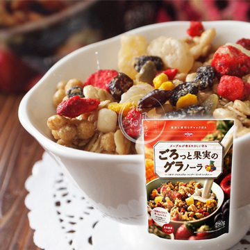日本进口健康早餐 日清 水果谷物麦脆麦片食物纤维满腹代餐
