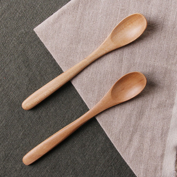 宜家质朴环保餐勺天然实木勺子木制餐具咖啡勺搅拌勺出口日本