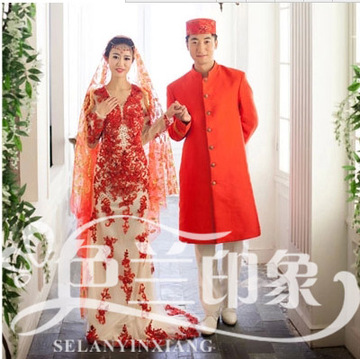 2015新款个性影楼主题摄影穆斯林婚纱礼服回族结婚礼服婚纱