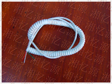 白色 高亮度PU弹簧线 4芯　1.5米 弹弓线 螺旋镀锡铜线