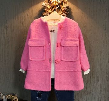 品牌童装2015秋装新品女童外套针织毛衣宽松中长版毛衣 开衫