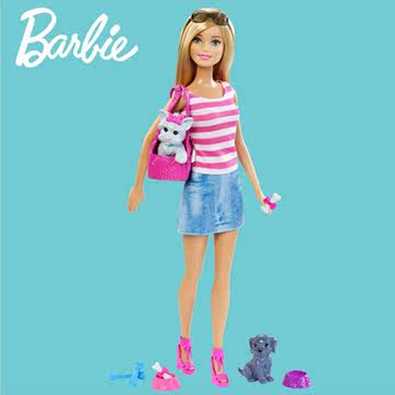 2016芭比娃娃Barbie芭比之萌宠套装女孩玩具生日礼物DJR56礼盒