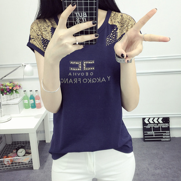 实拍2016夏装新款韩版短袖t恤宽松显瘦字母印花女打底衫学生