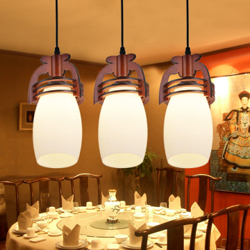 美式灯具新中式餐厅饭厅灯LED吊灯仿古灯饰茶楼三头简约玻璃吊灯