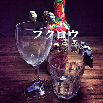 日本正版扭蛋玩具公仔 仿真动物模型 猫头鹰摆件 杯子上的缘子