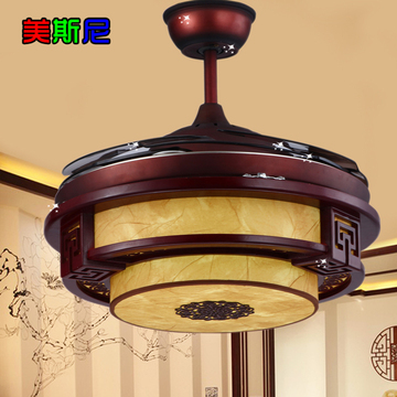 中式吊扇灯餐厅带灯吊扇客厅复古电风扇灯简约隐形风扇灯风扇吊灯
