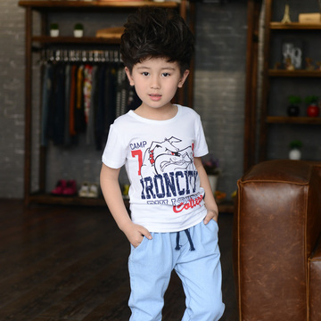 童装男童夏装T恤2015新款韩版儿童短袖中大童夏季时尚休闲体恤衫