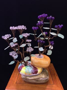 陶瓷花瓶创意叠叠高、步步高升发财树天然白水晶紫水晶招财树摆件