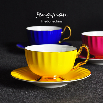 皇族 奢华金边陶瓷杯 高档咖啡杯碟套装 欧式英式下午茶杯具 送勺