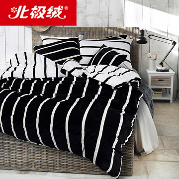 北极绒四件套韩版简约时尚床上用品加厚水晶绒秋冬套件1.8M1.5