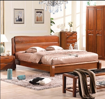 床实木公主床欧式床美式床木床胡桃木床大床床实木纯简欧床床法式