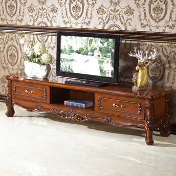 美式实木电视柜 欧式雕花客厅电视柜仿古地柜边柜家具组合配套