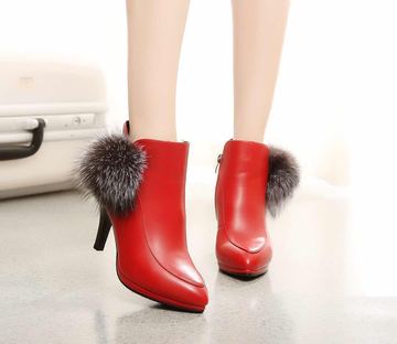 艾卡菲妮2015秋冬高跟时尚气质韩版粗跟瘦腿拉链裸靴女鞋B6609-3