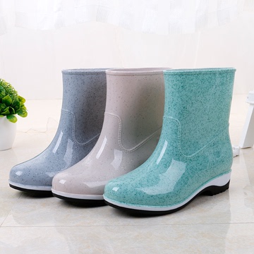 上海金路莱最新保暖雨鞋胶套鞋韩版中筒雨靴防水透明水晶女