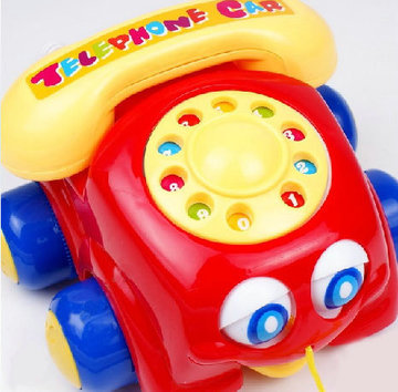 超可爱益智玩具 拉绳电话车 有双动人的大眼睛 还能走