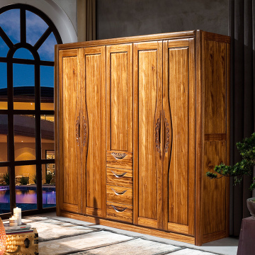 艾米芮乌金木五门衣柜 实木衣橱 现代中式实木卧室家具