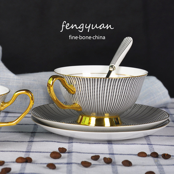 骨瓷欧式咖啡杯套装 素雅陶瓷咖啡杯具配碟送勺英式红下午红茶杯