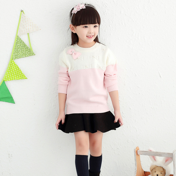巴拉巴拉冬季童装韩版女童毛衣套头加厚儿童打底衫中大童装羊毛衫