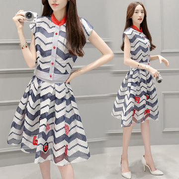 2016新款夏季女装韩版修身气质连衣裙套装