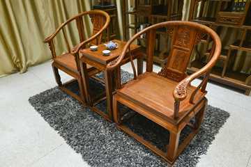 红木家具圈椅 非花非洲花梨皇宫椅三件套 明清古典仿古太师椅