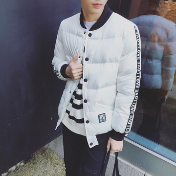2016冬装新款韩版修身男士棉服欧以纯男学生棒球领加厚棉衣外套潮