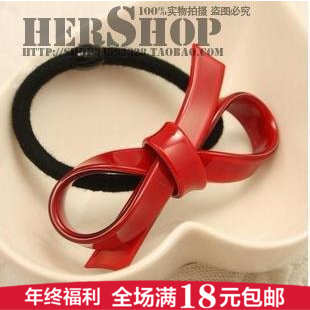 韩国进口 亚克力板材酒红蝴蝶结发圈 发绳 金属精致发饰 头饰头绳