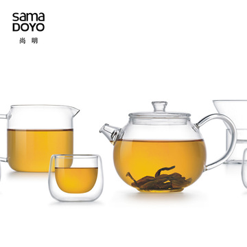 尚明玻璃茶壶泡茶壶 不锈钢过滤茶具玻璃手工加厚耐热玻璃茶壶
