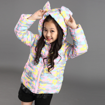 包邮童装迷彩棉衣2015新款冬装韩版女童棉袄儿童加厚加绒棉服外套