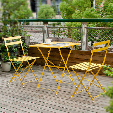 唐信花园阳台户外折叠桌椅三件套铁艺酒吧咖啡厅休闲露台桌椅组合