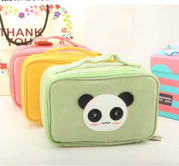 包邮新款韩国可爱化妆包卡通熊猫时尚潮流旅行箱型萌系收纳手提包