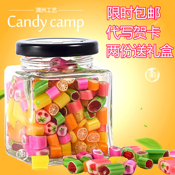 candy 澳洲纯手工糖果硬糖水果切片糖【混合水果】80g四角瓶装
