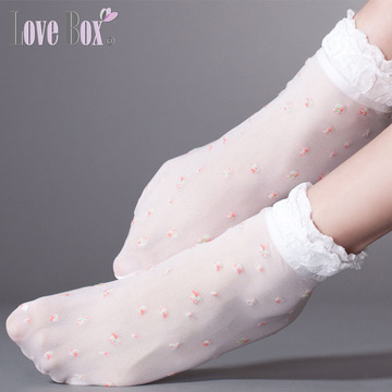 LoveBox 韩版花边公主袜 蕾丝新款堆堆女短袜子 春秋薄款可爱丝袜