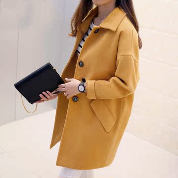 毛呢子大衣女 2015秋冬季新款韩版中长款外套呢子风衣大码女装潮