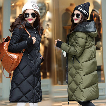 2015年冬季韩版羽绒棉衣女中长款加厚大码棉服连帽保暖棉袄外套潮
