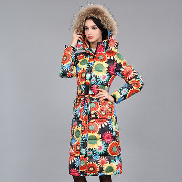 2015冬装韩国棉衣女款中长款修身韩版加厚保暖印花羽绒棉服外套潮