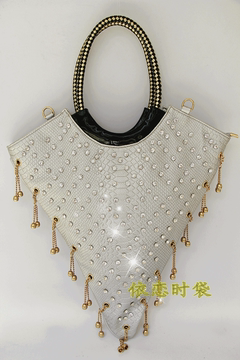 2015时尚欧美新品三角形潮流个性镶钻带钻水钻女包手提包斜挎包包