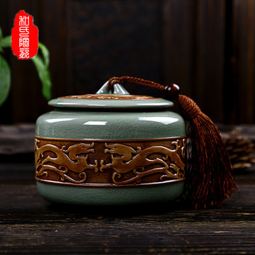 和氏 新款哥窑茶叶罐 陶瓷茶叶包装罐 中号普洱茶密封罐 茶罐特价