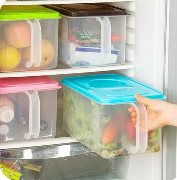 可叠加厨房密封罐带手柄收纳盒冰箱橱柜带盖塑料保鲜盒储物箱米桶