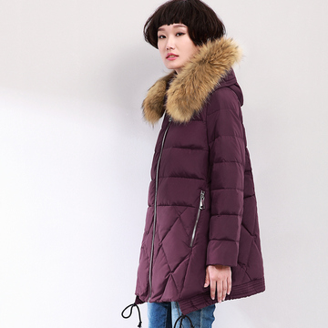 2015冬装新款羽绒服女韩版加厚修身中长款纯色大毛领冬羽绒衣