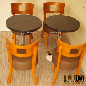 简约现代西餐厅桌椅组合 咖啡厅桌椅 烘焙奶茶店 甜品店实木桌椅