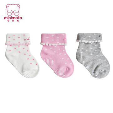 包邮 小米米儿童婴儿袜子宝宝四季穿纯棉袜可爱女童防滑棉袜3对装