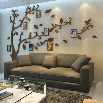 创意相片树水晶立体墙贴 亚克力电视沙发背景温馨儿童照片墙贴