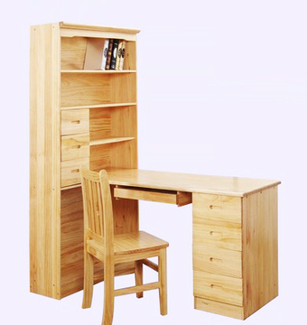 电脑桌台式办公桌 家用简约现代书桌书架 实木写字台转角电脑桌