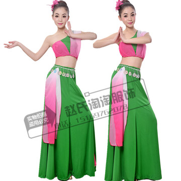 新款傣族女子群舞舞台舞蹈演出服饰版纳印象孔雀舞民族舞表演服装