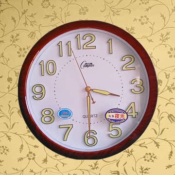 康巴丝客厅卧室夜光静音挂钟家居家装精品时钟时尚简约13英寸挂表