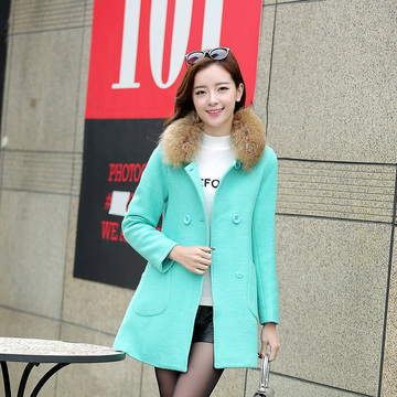 特价大码秋冬新款品牌韩版女中长款休闲时尚加厚羊毛呢子大衣外套